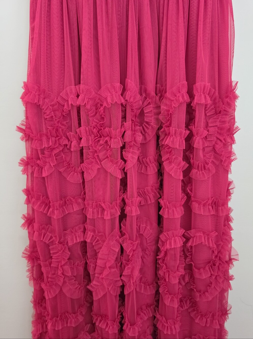 Boden Magenta Pink Tulle Ruffle Midi Dress Size US 4 / UK 8 Sleeveless Party - Picture 5 of 16
